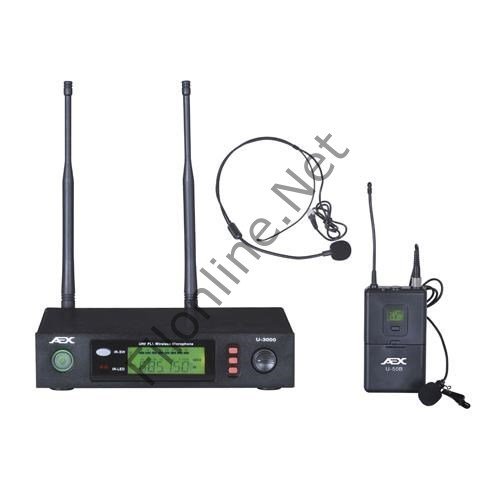 AEX U-3000 YAKA MİKROFON SİSTEMİ KABLOSUZ UHF/PLL 40Hz-18KHz±3dB 1x32 KANAL MİKROFON SİSTEMİ