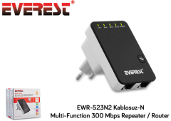 EVEREST EWR-523N2 REPEATER+ACCESS POİNT+BRIDGE CLIENT ROUTER KABLOLU+KABLOSUZ AKTARIM 300 MBPS