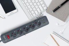 Powerway Powermaster Pm-17565 2 Usb Çıkışlı 5'Li 2 Metre Kablolu Akım Korumalı Priz