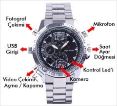 0126 KOL SAATİ GİZLİ KAMERA 4GB HAFIZALI VİDEO, FOTOĞRAF VE SES KAYIT HD KOL SAATİ