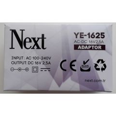 NEXT YE-1625 SANTRAL ADAPTÖRÜ MULTİSWİTCH ADAPTÖRÜ NEXT AC-DC 16V 2,5A