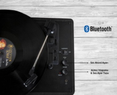 Nostalgia MN-P317 Pikap USB/SD/RCA/Bluetooth 2+1 Ses Sistemi Siyah Mikado