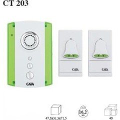 Wireless 2'li Çağrı Butonu Kablosuz Kapı Zili Uzaktan Çift  Kumandalı Tek Zil 2 Buton Cata CT-203