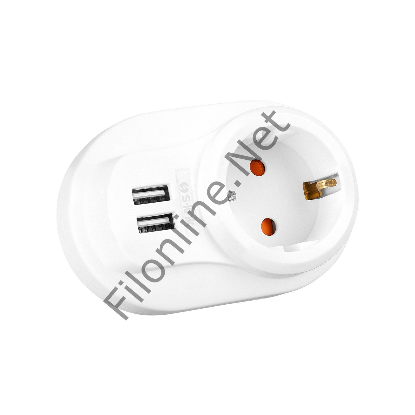 S-LINK SL-09 16A 3500W 1800 JOLUE 2 USB 2.4A ISIYA DUYARLI DEVRE VE AKIM KORUMALI TEKLİ PRİZ