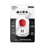 S-LINK SL-09 16A 3500W 1800 JOLUE 2 USB 2.4A ISIYA DUYARLI DEVRE VE AKIM KORUMALI TEKLİ PRİZ