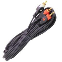 PEACE B2118 SES KABLOSU 3 METRE 3.5MM STEREO PLUG TO 2 RCA PLUG 4*8 MM GOLD JAKLI KABLO