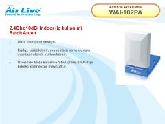 AIR LIVE WAI-102PA ANTEN 2.4GHZ 10DBİ R-SMA 110° 50Ω İÇ MEKAN YÜKSEK KAZANÇ ANTENİ
