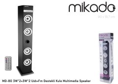 MİKADO MD-80 MULTİMEDYA SPEAKER KULE  3W*2+3W*2 USB+SD+FM DESTEKLİ KULE HOPARLÖR