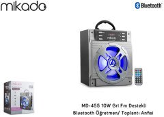 MİKADO MD-455 MULTİMEDYA TAŞINABİLİR SES SİSTEMİ 10W USB+SD+FM DESTEKLİ BLUETOOTH MÜZİK KUTUSU