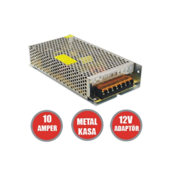 ADAPTÖR METAL KASA KAMERA / LED  ADAPTÖRÜ 10A POWER SUPPLY 220V / 12V  SWITCH MODE AC/DC ADAPTÖR