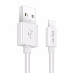 Philips DLC1510C/51 USB Type-C 3A Hızlı Şarj ve Data Kablosu Beyaz 3 Metre