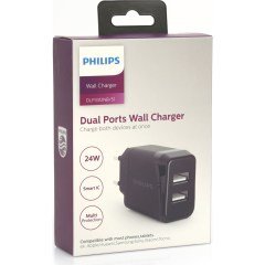 PHILIPS DLP3312NB/51 24W 2.4A ÇİFT USB AKILLI HIZLI ŞARJ ADAPTÖRÜ
