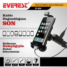 Everest IP-604 Araç İçi Şarj ve Telefon Tutucu Iphone