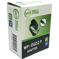 WELLPOWER WP-0602P 6V 2A ADAPTÖR  6 VOLT 2 AMPER 5.5 x 2.5 MM JAK FİŞLİ  PLASTİK KASA ADAPTÖR