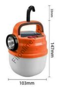 HURRY BOLT HB-V70 50W GÜNEŞ ŞARJLI SOLAR LAMBA TURUNCU KAMP LAMBASI