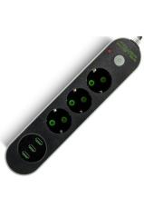POWERMASTER 17021 PRİZ 3'LÜ 2 METRE KABLOLU 3 USB ÇIKIŞLI 3'LÜ AŞIRI YÜK KORUMALI PRİZ