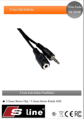 SES KABLOSU 10 METRE 3.5MM STEREO ERKEK 3.5MM DİŞİ STREO KABLO S-LINE FK20100/10