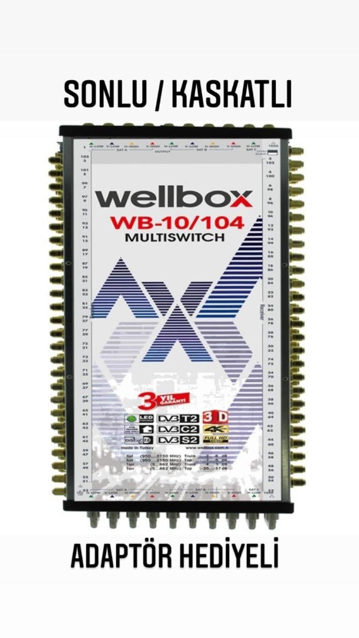 WELLBOX WB-10/104 UYDU SANTRALİ 10 GİRİŞ 104ÇIKIŞ SONLU/KASKATLI FULL HD MULTISWITCH UYDU SANTRALİ