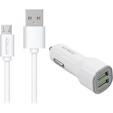 Hytech HY-X42 Araç Şarj Cihazı 3.4A Hızlı Şarj MicroUSB Kablolu 2 USB Beyaz