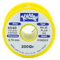 KURTEL LEHİM TELİ 200GR 0.75MM KURŞUN ALAŞIMLI 5 KANALLI LEHİM TELİ