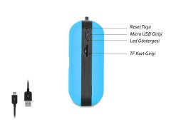 MİKADO MD-22BT MAVİ MULTİMEDYA SPEAKER TF/FM/SD/BT DESTEKLİ 3D STEREO HOPARLÖR ŞARJLI SPEAKER