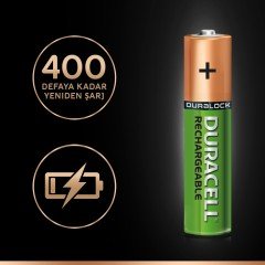 DURACELL HR03/DX2400 PİL 1.2V 900 MAH 2'Lİ AAA ŞARJ EDİLEBİLİR PİL