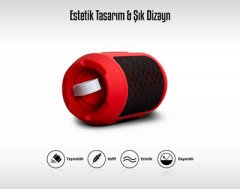 MİKADO MD-BT16 KIRMIZI MULTİMEDYA SPEAKER 3W TF/AUX/FM/BT/USB  DESTEKLİ TAŞINABİLİR BT HOPARLÖR