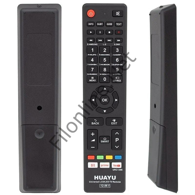 HUAYU URC1366 12 IN 1 NETFLIX PRİME YTB TUŞLU UNIVERSAL AKILLI KUMANDA BLİSTERLİ 12 KUMANDA 1 ARADA