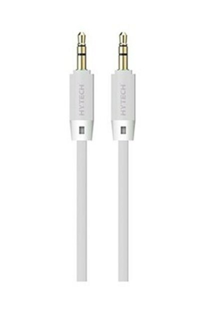 HYTECH HY-X70 BEYAZ SES KABLOSU 1 METRE 3.5MM AUX ALTIN KAPLAMA ÇİFT KANAL STEREO SES KABLOSU