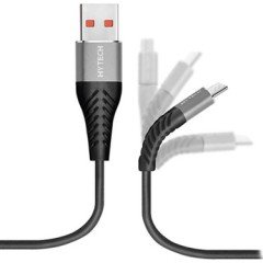 Hytech HY-X230 TELEFON ŞARJ CİHAZI 1.2M 3A 15W MİCRO USB DATA/ŞARJ KABLOSU GRİ/SİYAH