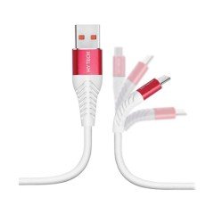 Hytech HY-X230 TELEFON ŞARJ CİHAZI 1.2M 3A 15W MİCRO USB DATA/ŞARJ KABLOSU KIRMIZI/BEYAZ