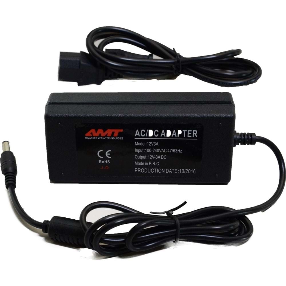 ADAPTÖR 12V 3A 2000MA AC/DC ADAPTÖR TRAFOLU LED VE KAMERA ADAPTÖRÜ PLASTİK KASA ADAPTÖR AMT