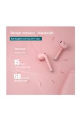 KULAKLIK BLUETOOTH KABLOSUZ DOKUNMATİK PEMBE KULAKLIK 5.0 STEREO INPODS 12TWS
