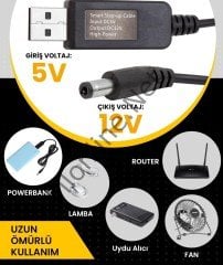 FİLONLİNE 6053 5V-12V USB TO DC 5.5*2.5MM KABLO 12 VOLT 1 AMPER A ÇEVİRİCİ ADAPTÖR