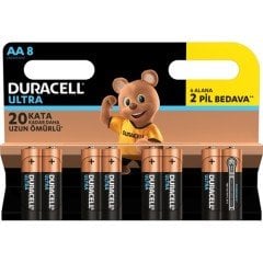 PİL 1.5V 8'Lİ ULTRA ALKALİN AA İNCE KALEM PİL DURACELL LR6/MX1500