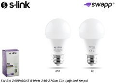 S-LINK SWAPP SW-8W LED AMPUL 8W 240V 60HZ 270 LÜMEN BEYAZ   LED AMPUL