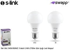 S-LINK SWAPP SW-3W LED AMPUL 3W 240V 60HZ 270 LÜMEN 3000K GÜN IŞIĞI LED AMPUL