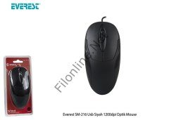 EVEREST SM-216 USB SİYAH 1200DPI OPTİK MOUSE 