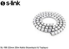 S-LINK SL-195 KABLO DÜZENLEYİCİ 22MM 10 METRE GRİ KABLO DÜZENLEYİCİ VE TOPLAYICI