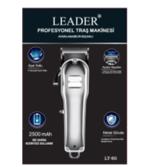 LEADER LT-60 TIRAŞ MAKİNESİ PROFESYONEL 2500MAH BIÇAK AYARLI ŞARJLI SAÇ TIRAŞ MAKİNESİ