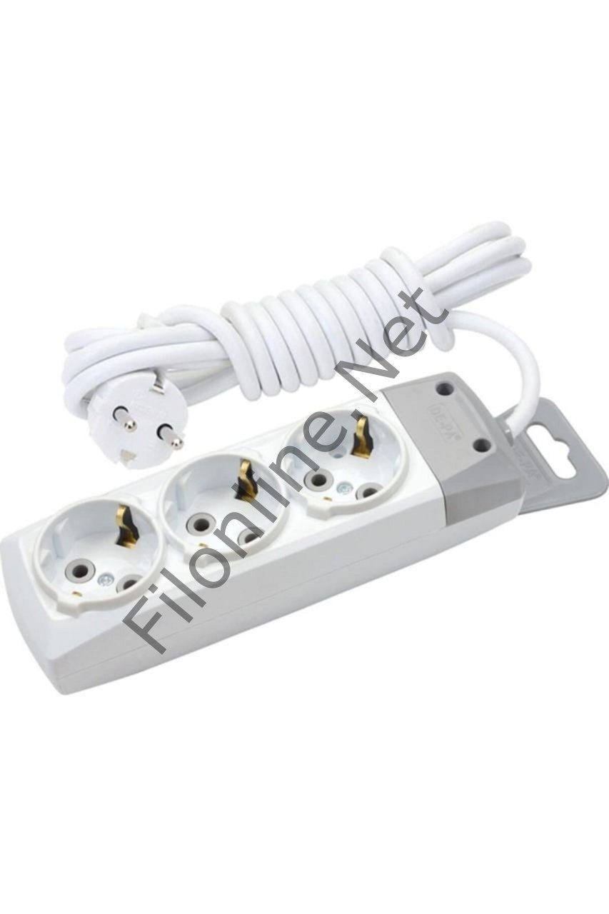 DE-PA 930102 3'LÜ TOPRAKLI GRUP PRİZ 2 METRE KABLOLU PRİZ