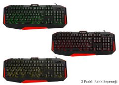 KLAVYE USB 3 RENK ARKA AYDINLATMALI Q OYUNCU KLAVYESİ ALPOR GRİ EVEREST RAMPAGE KB-RX7