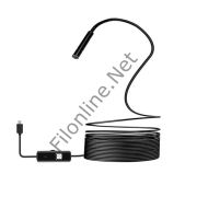 HYTECH YILAN KAMERA 7MM MICRO USB + TYPE C LED IŞIKLI 10 METRE KABLOLU YILAN KAMERA