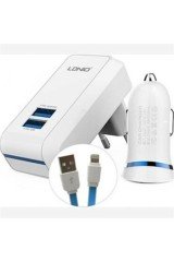 LDNIO DL-S100M ŞARJ ALETİ ARAÇ VE EV TİPİ ŞARJ KİTİ 5V 2.1A ADAPTÖR+ 5V 2.1A ARAÇ ŞARJ+ANDROİD KABLO