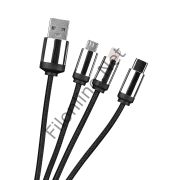 S-LINK SL-CP110 1 METRE 2A MICROUSB+ LIGHTNING + TYPEC 3 IN 1 LED LOGOLU ŞARJ KABLOSU