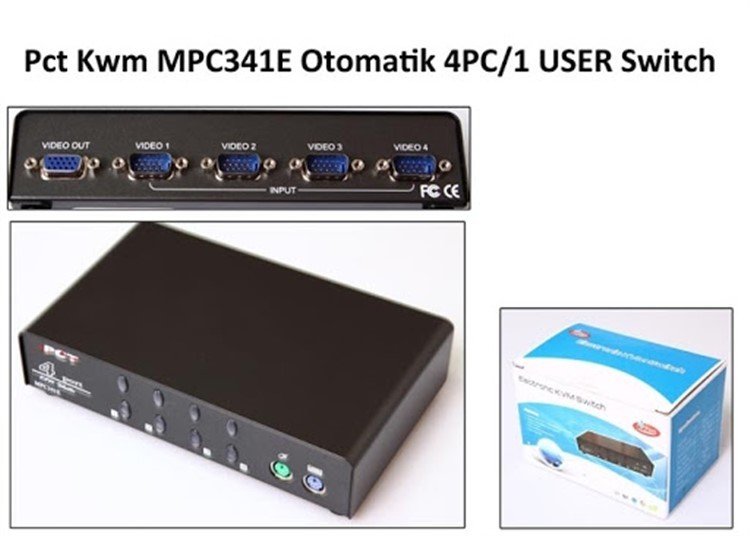 FİLONLİNE MPC341E SWITCH 4 PORT VGA+PS2 1.8 M/F KABLOLU MANUEL KWM SWITCH OEM