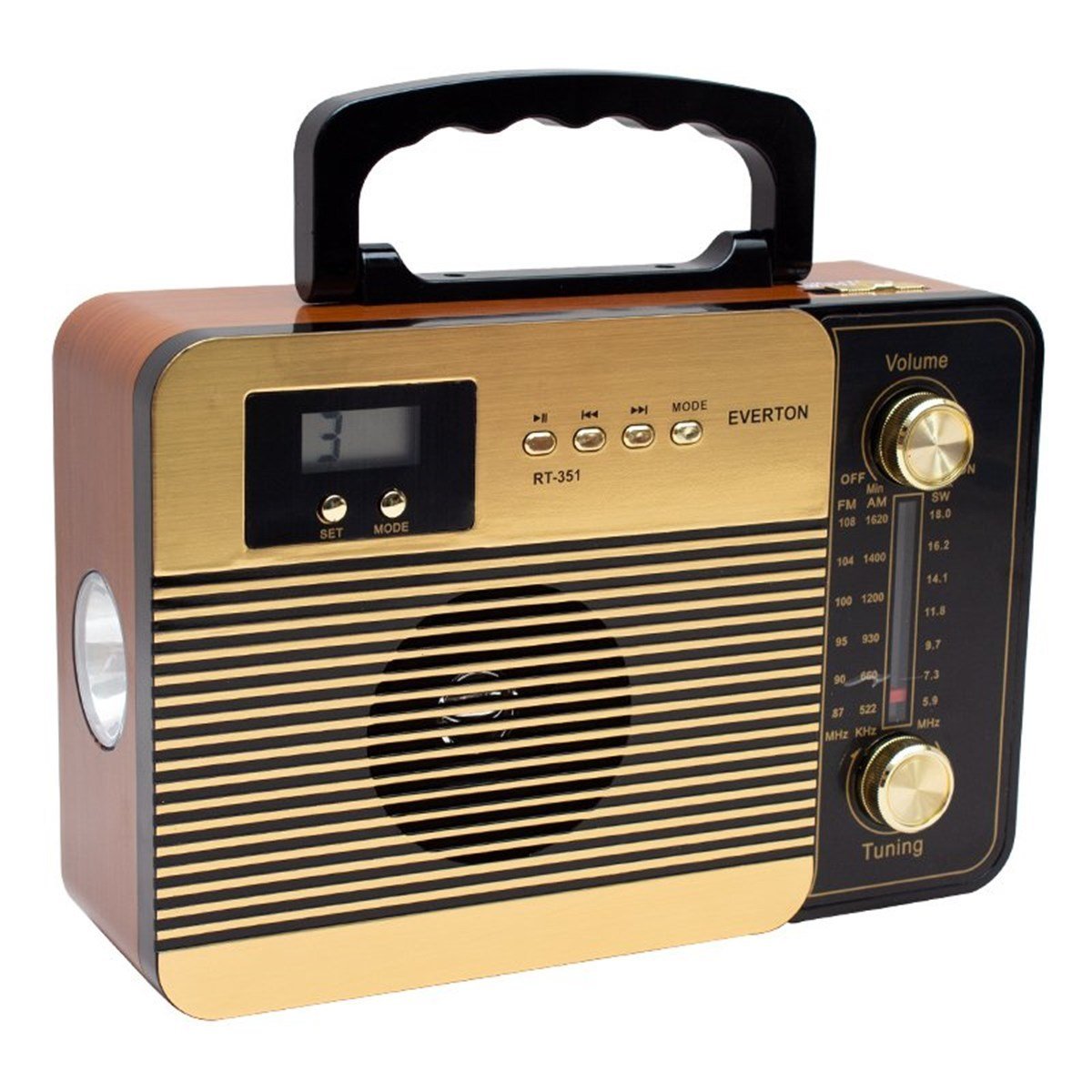 EVERTON RT-351 NOSTALJİK RADYO FM-AM-SW-USB-TF-AUX ŞARJLI BLUETOOTH'LU NOSTALJİ SAATLİ MÜZİK KUTUSU