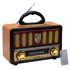 NOSTALJİK RADYO USB-SD-FM-AUX -MP3 BLUETOOTH'LUKUMANDALI ŞARJLI MÜZİK KUTUSU EVERTON RT-861