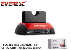 EVEREST HDC-385 KART OKUYUCU DOCKING IDE+SATA HDD HARİCİ USB 2.0-2.5-3.5 KART OKUYUCU