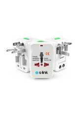 S-link Slx-04A Universal 1A 2SB Akım Korumalı Çevirici Priz Adaptör
